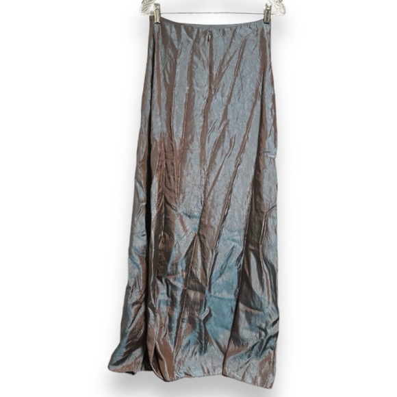 Vintage JS Collections Y2K Blue Iridescent Silky Slip Maxi Skirt Women’s Size 8 - Picture 3 of 13